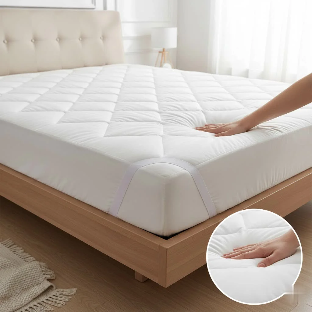 King size memory foam mattress topper on a bed