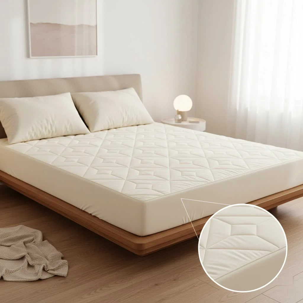 King size foam mattress topper on a bed