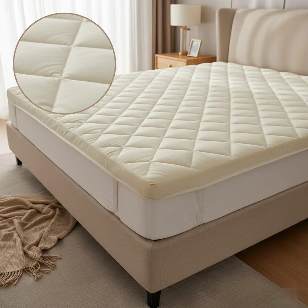 Full XL mattress topper on a bed