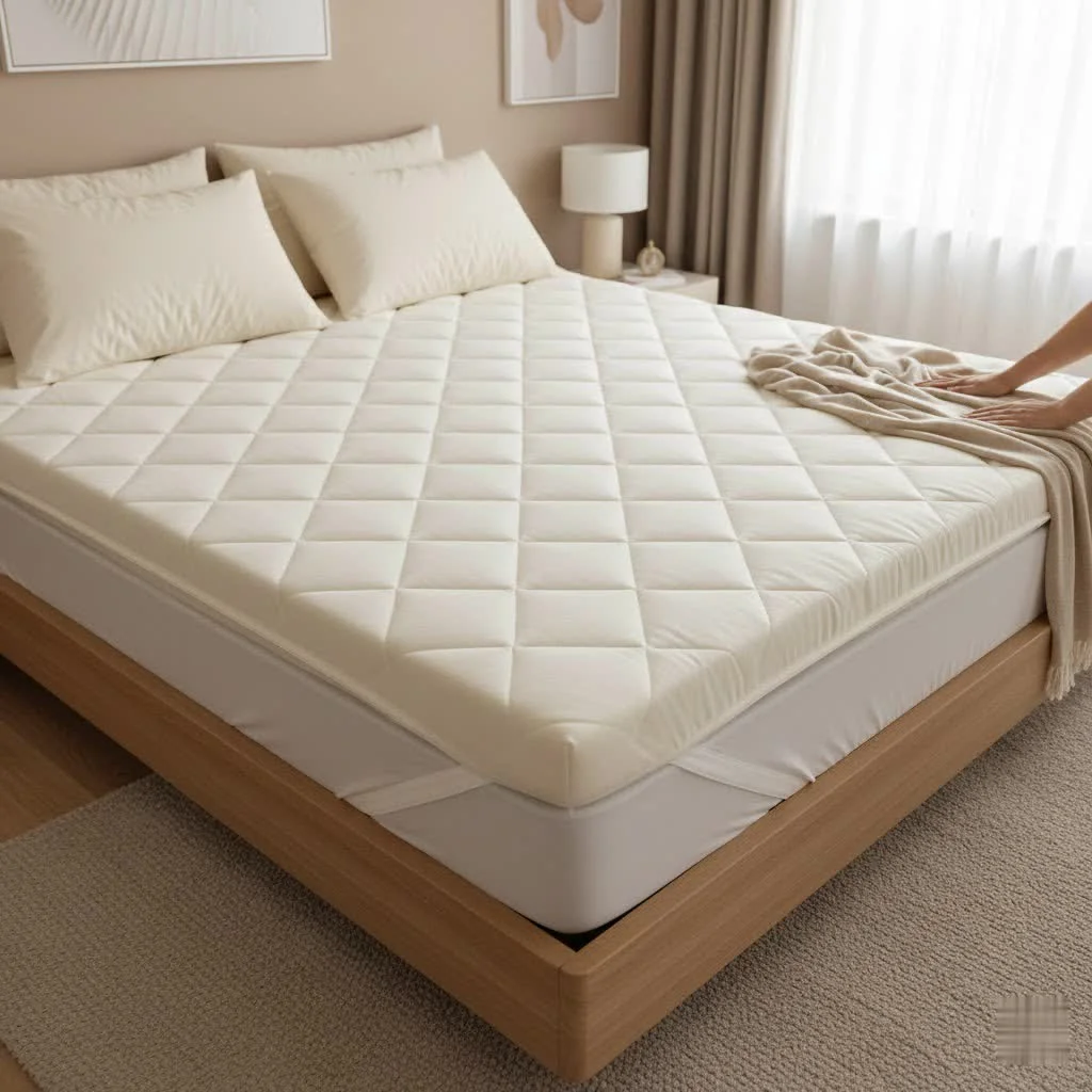 Twin mattress pillow topper on a bed